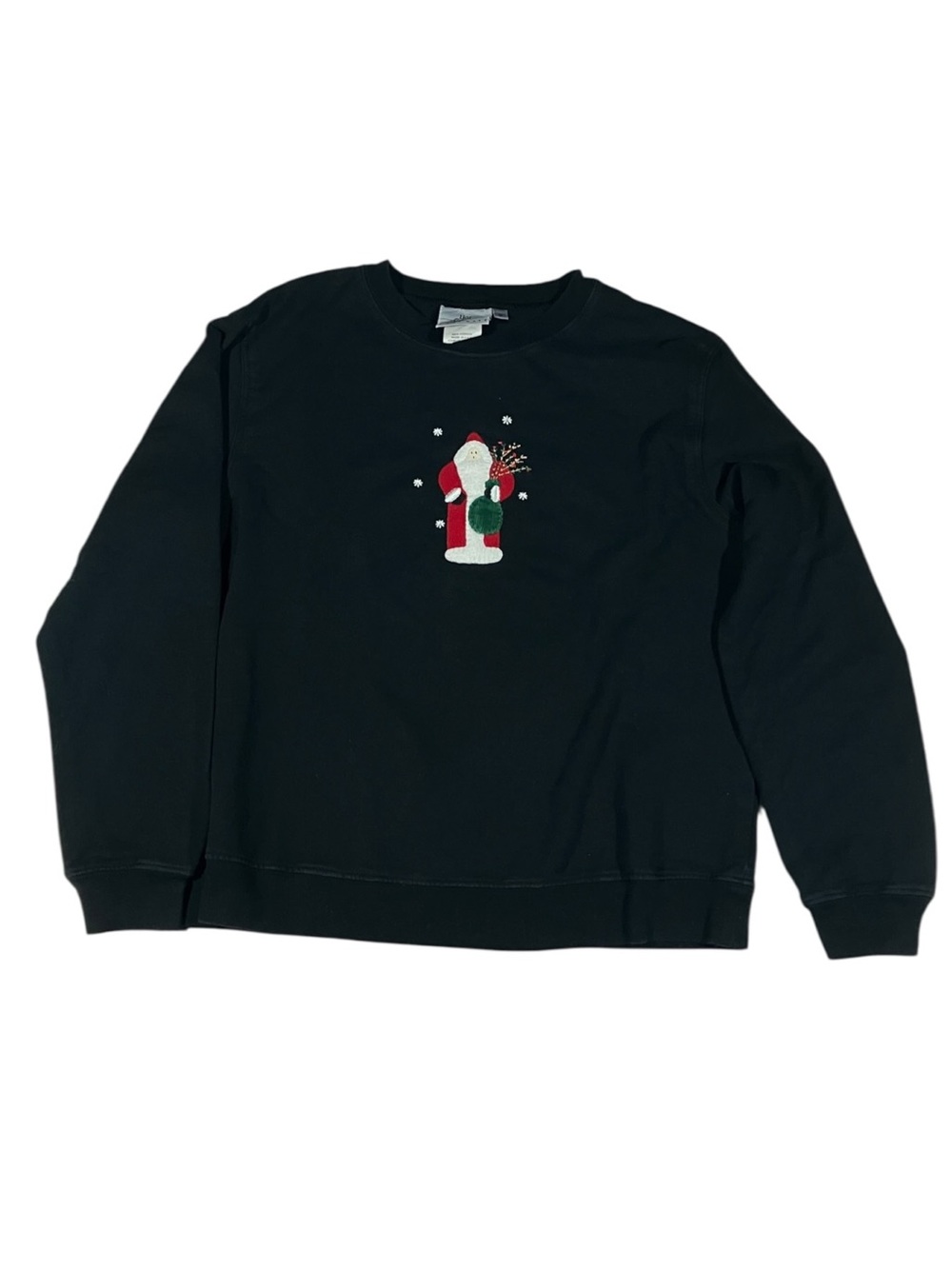 Vintage 90’s Hot Cotton by Marc Ware Black Fleece Crewneck Sweatshirt Santa S